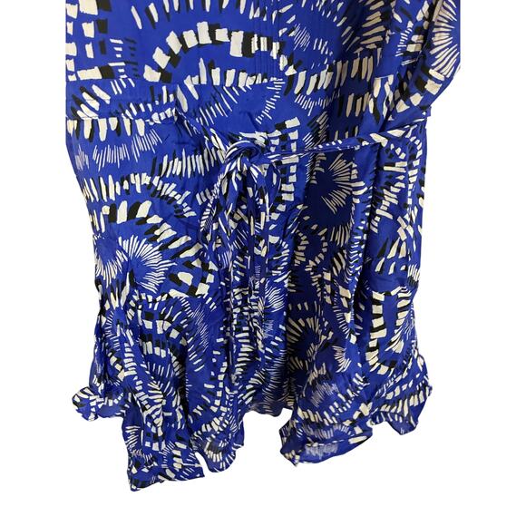 Reiss Elsie Geo Print Dress Blue Coastal Grandma Casual Sz 10 Event Nautical - Picture 5 of 8